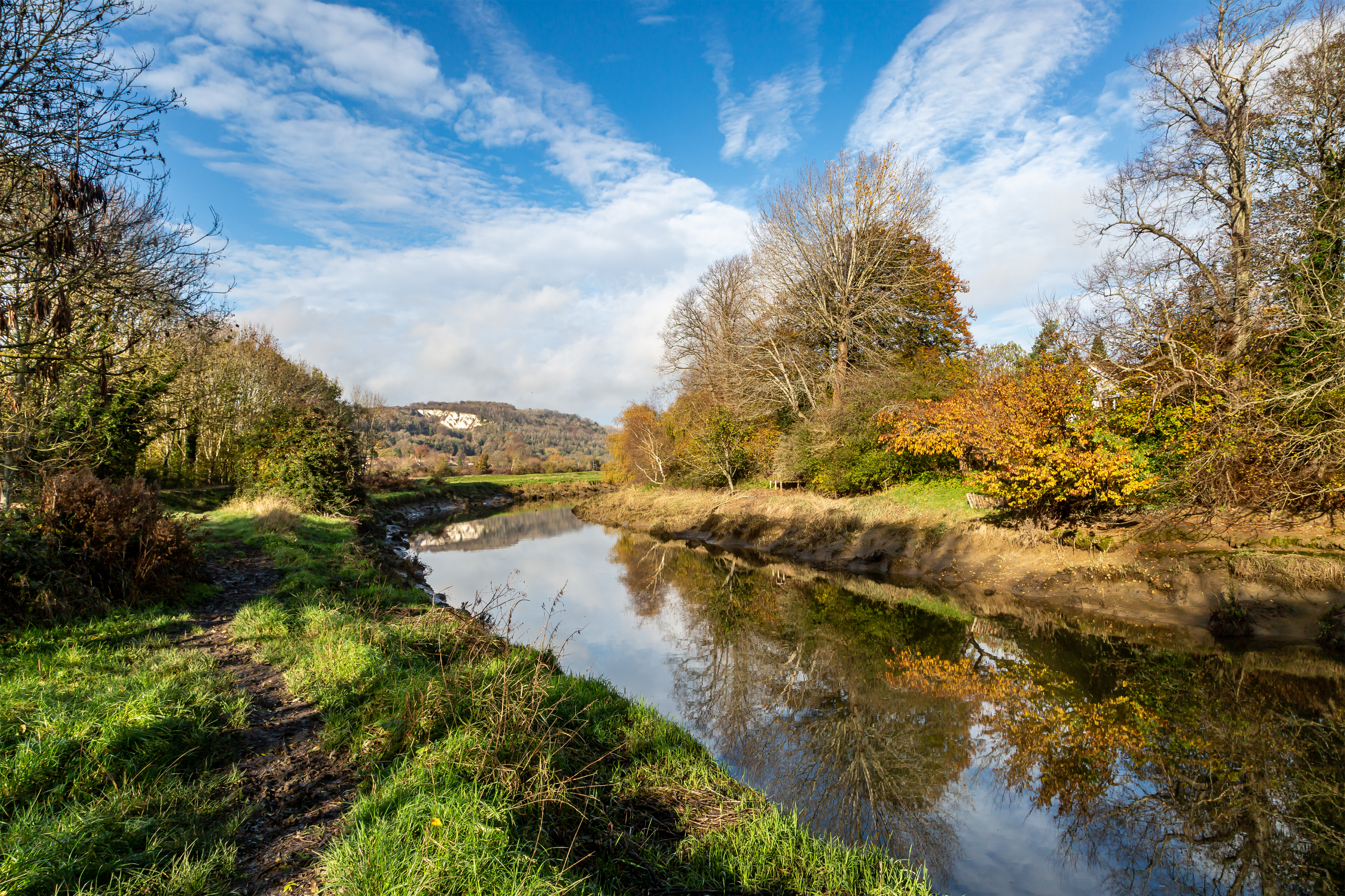 English river in winter