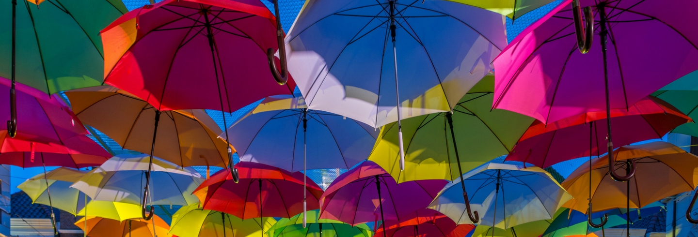 Colourful umbrellas 1440x490