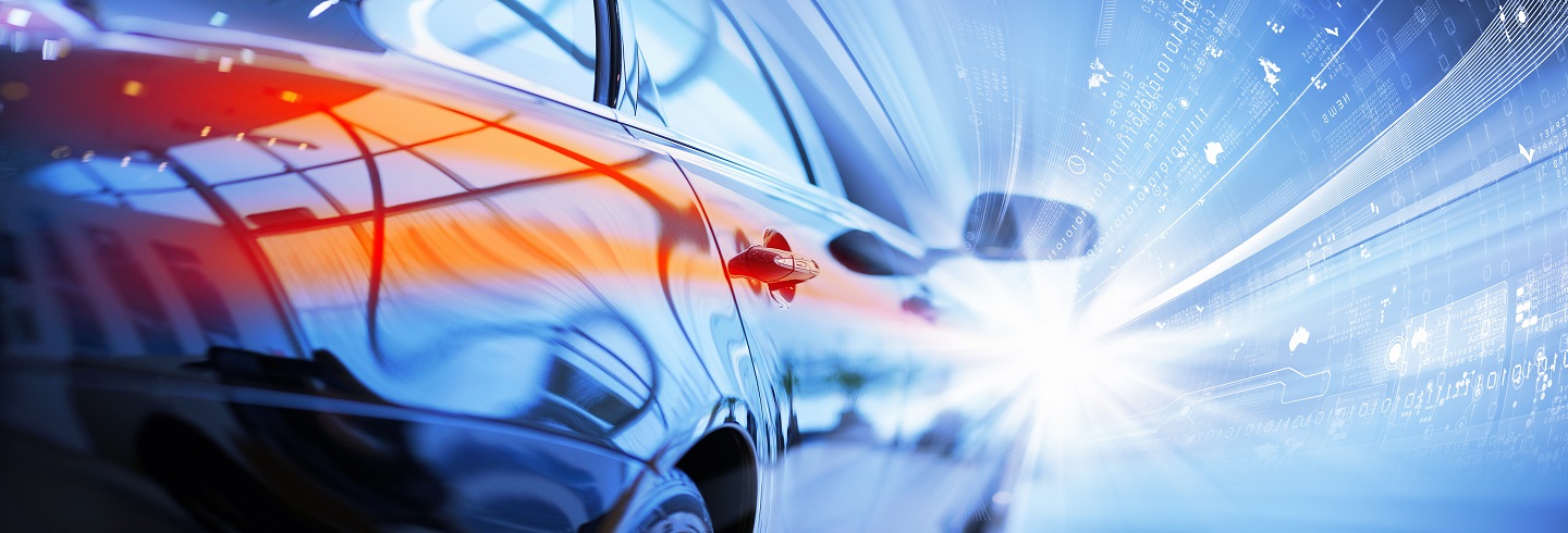 Modern car with futuristic lights around
