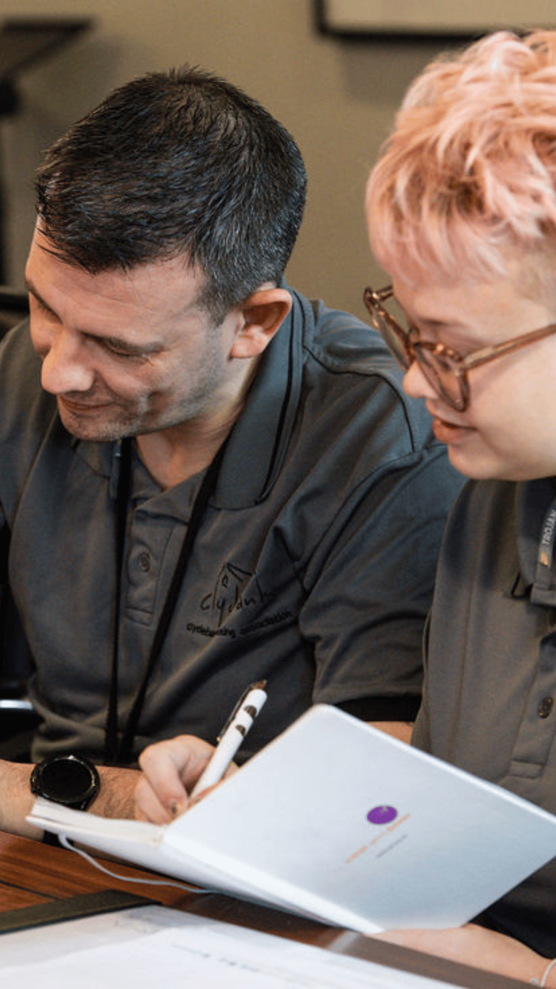 Two charity workers in a meeting