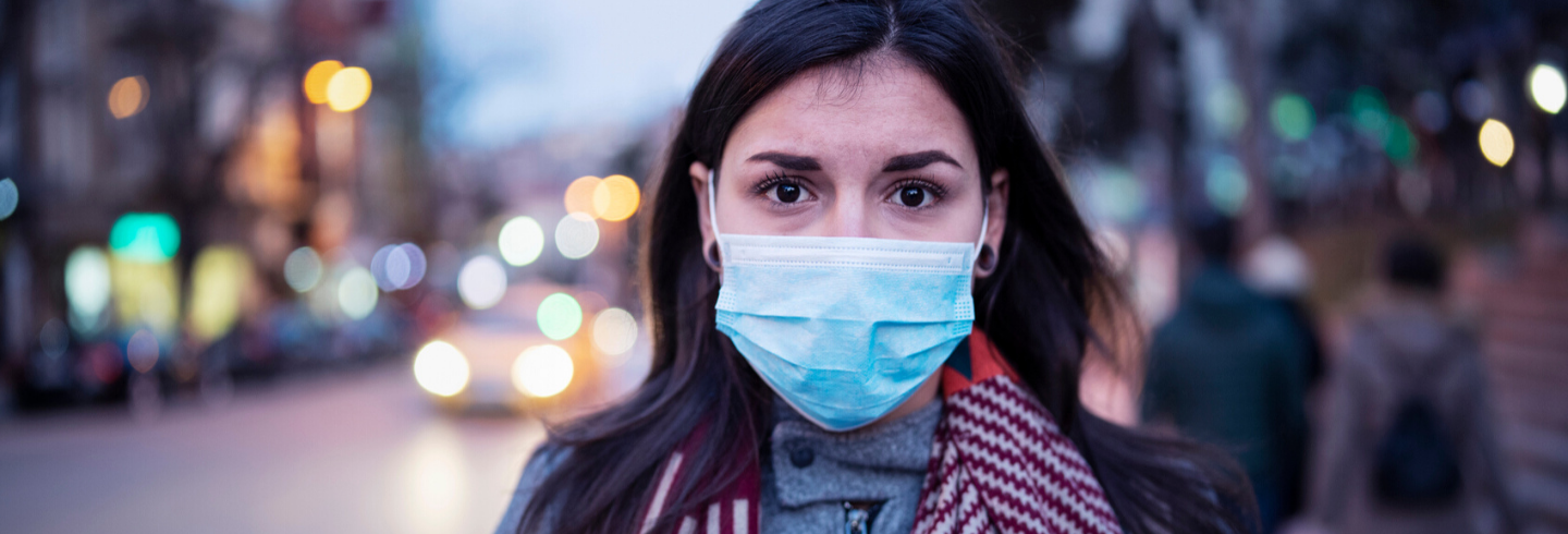 Lady wearing mask outside