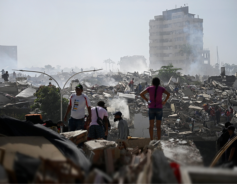Collapsed buildings in the aftermath of the Venezuela earthquake 2026
