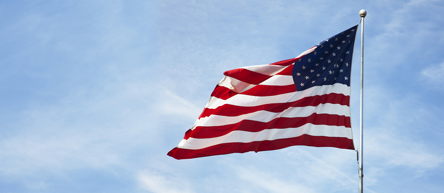 The cover of our Charitable Giving in the USA report which is an image of the US flag 