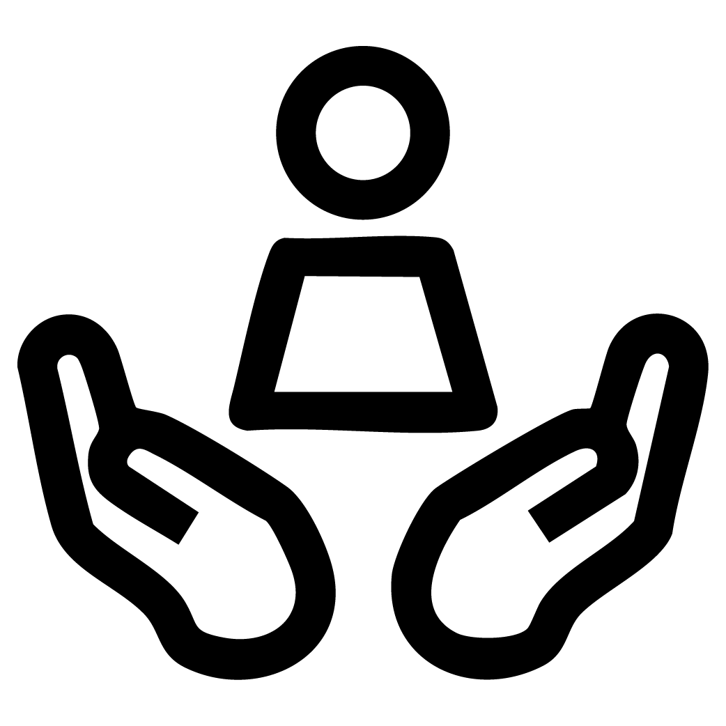 Support icon showing hands holding someone